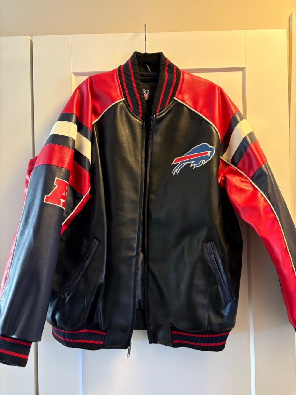 Vintage NFL Men’s Faux Leather Jacket - Buffalo Bills